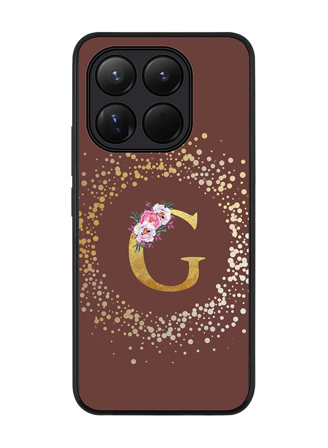 For Xiaomi 15T Case,Slim fit Camera Protection, Shockproof Thin Phone cover  - Custom Monogram Floral - G  (Brown )